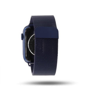 Dos du bracelet milanais Apple Watch bleu sur Apple Watch bleu series 6