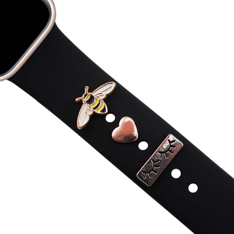bracelet Apple Watch Sport noir personnalisé avec des bijoux