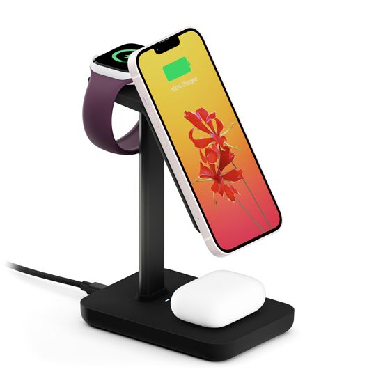 Station de Charge MagSafe pour iPhone, 3-en-1 avec Charge sans Fil pour  Apple Watch et AirPods - Noir - Français