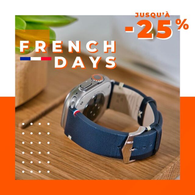 French Days are back for a few days only. From today until October 2 inclusive, enjoy discounts of up to -25% on bands leather Made in France eternel_bracelets 🇫🇷 and vegan @nuuk_applewatch 🌱 #frenchdays #madeinfrance #applewatch #apple #applewatchultra #instawatch #watchesofinstagram #watchlove
